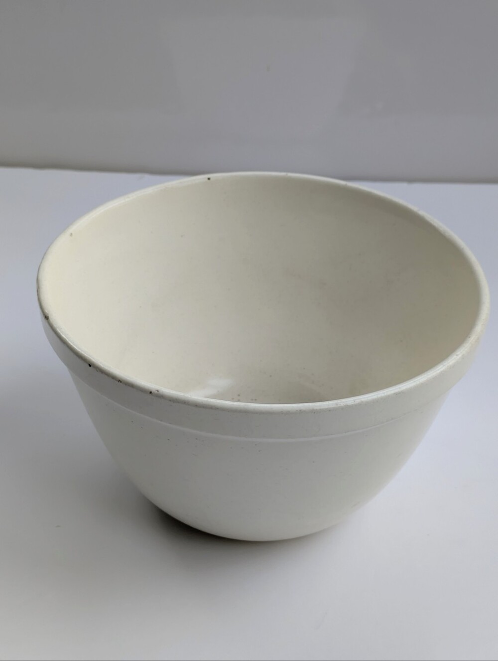vintage White Ceramic Mixing Bowl Rustic Farmhouse Decor Shabby & Chic As Is